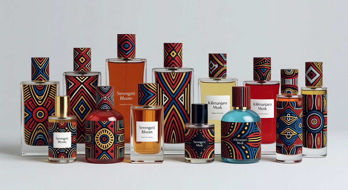 Ugandan tribal pattern inspired perfume